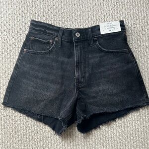 Abercrombie and fitch black denim shorts 90s relaxed